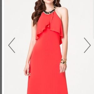 NWOT Bebe midi maxi ruffle dress